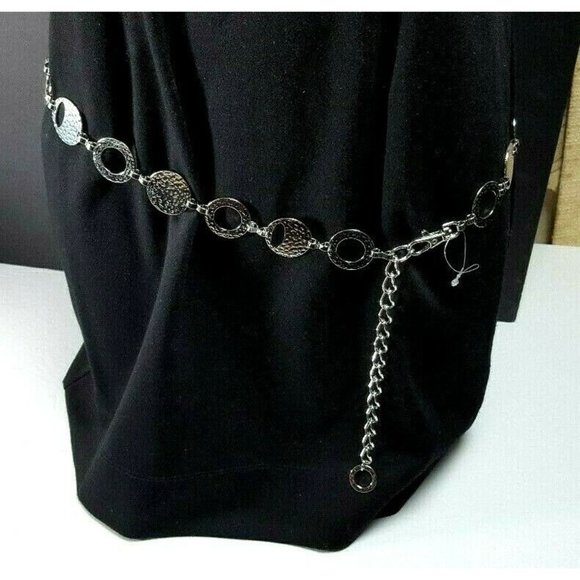 Silver Tone Hammered Metal Circle Chain 19bb4-53 - Picture 2 of 8